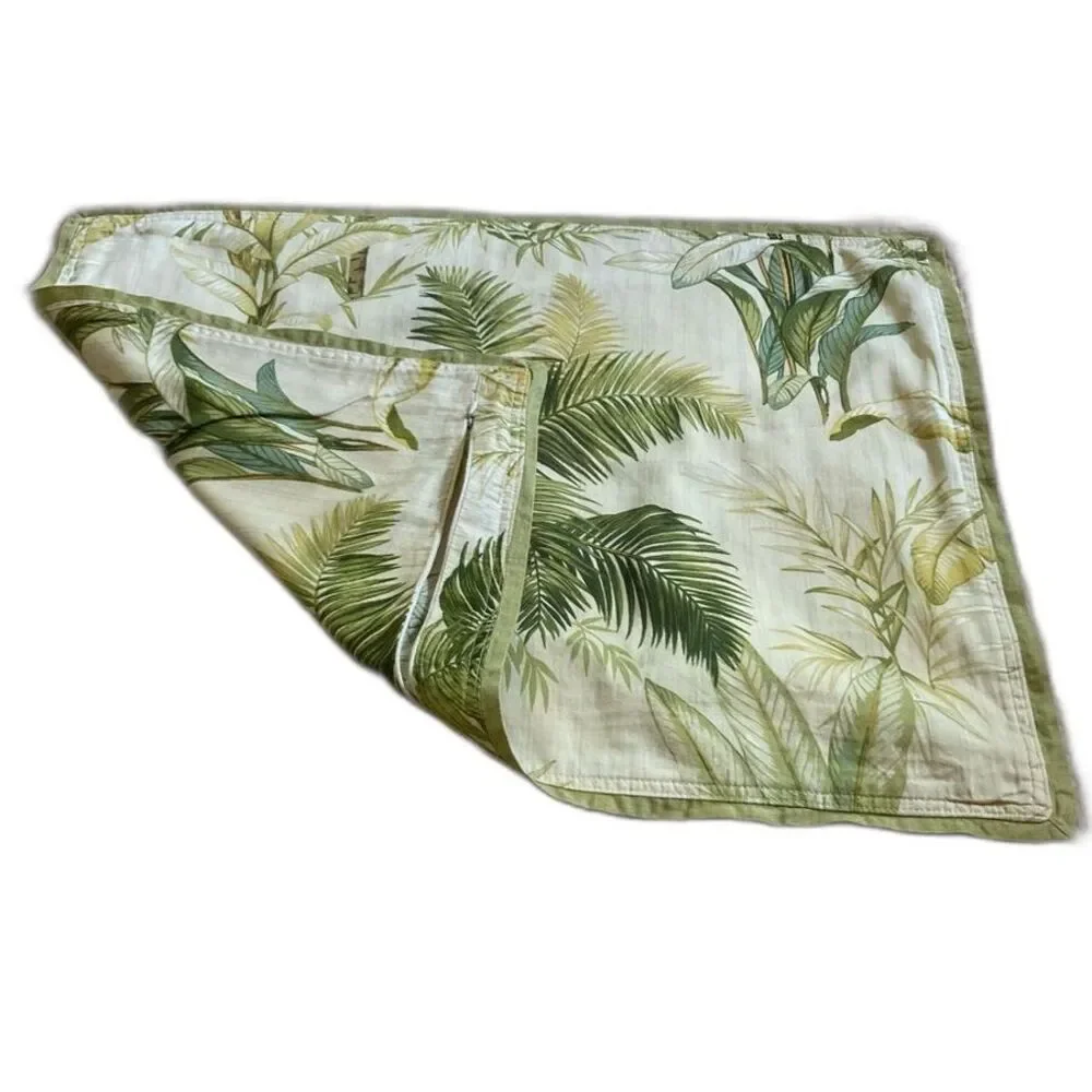 TOMMY BAHAMA Pillow Cover Tropical Palms and Leaves Green Beige 26.5 x 20 inches